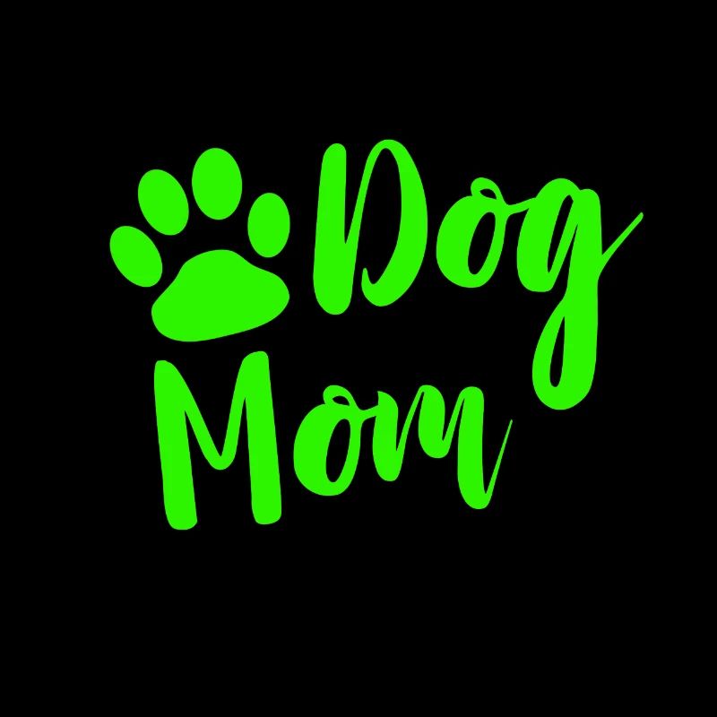 Chien maman avec patte en vert comme un cadeau