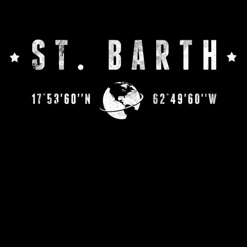 St Barth Coordonnées Géographiques Stylisées