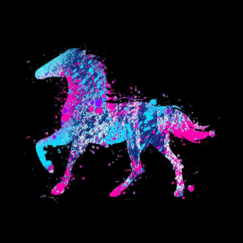 Pferd Wasserfarbe Rosa Blau