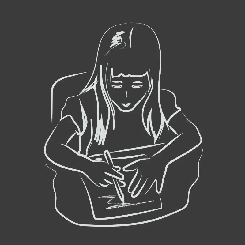 Mädchen Bleistift Zeichnung Kunst Geschenkidee
