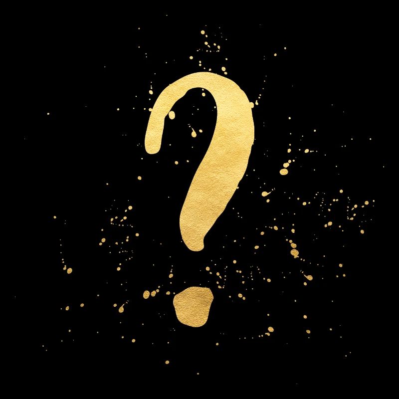 Question mark gold decoration symbol & gift
