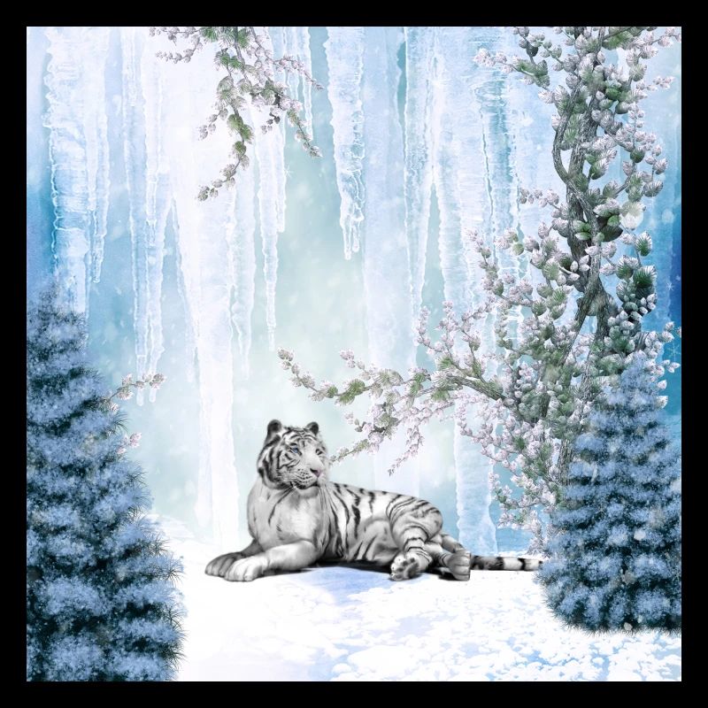 Snow tiger in a winter landscape