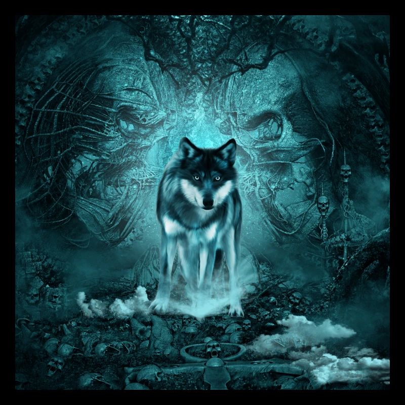 Awesome wolf at night