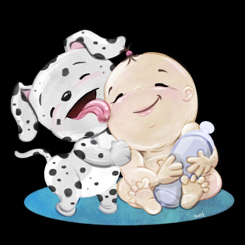 Dalmatian with baby