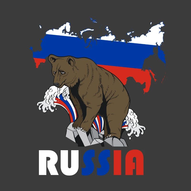 Russie conception de l’ours avec carte et drapeau