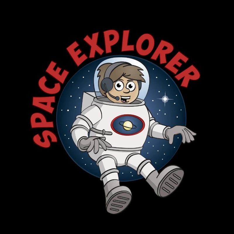 "Space Explorer" Astronaut auf rundem Hintergrund.
