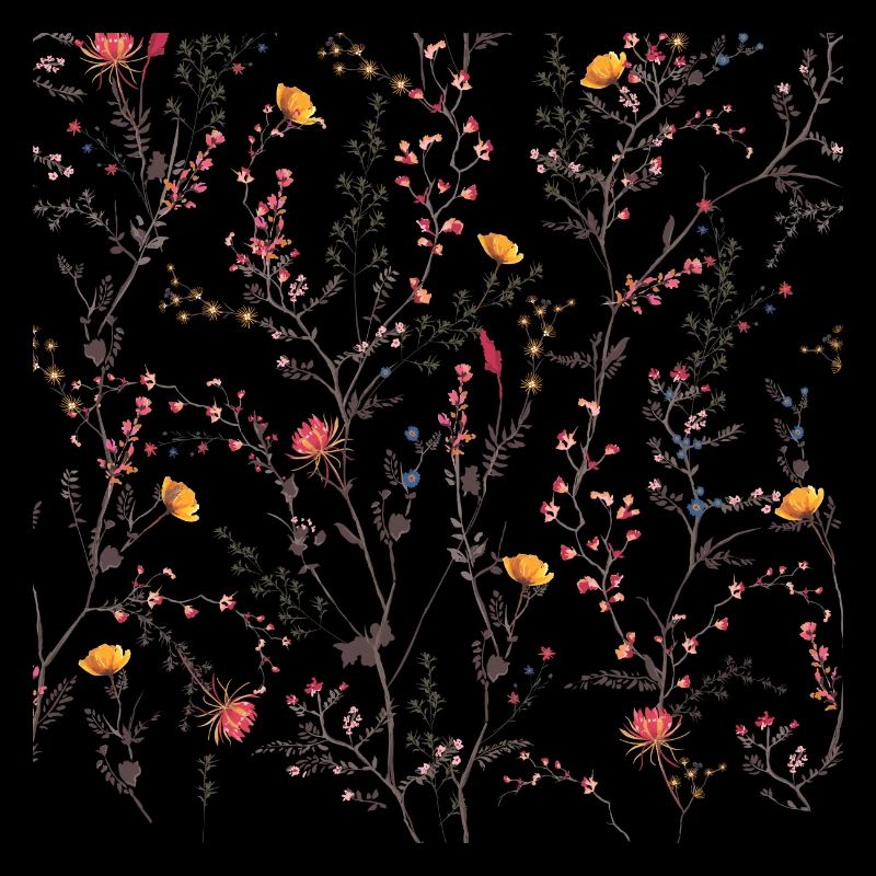 Floral Nightfall Bloom on Black