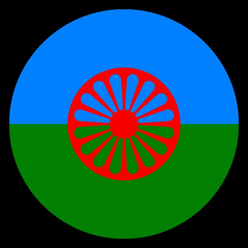 Runde Aufkleber Flagge der Romani Menschen Geschenkidee