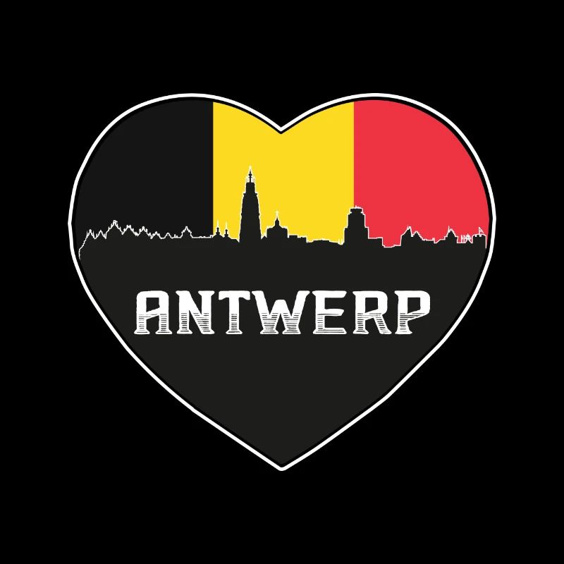 Anvers Belgique Skyline Silhouette Drapeau Belge