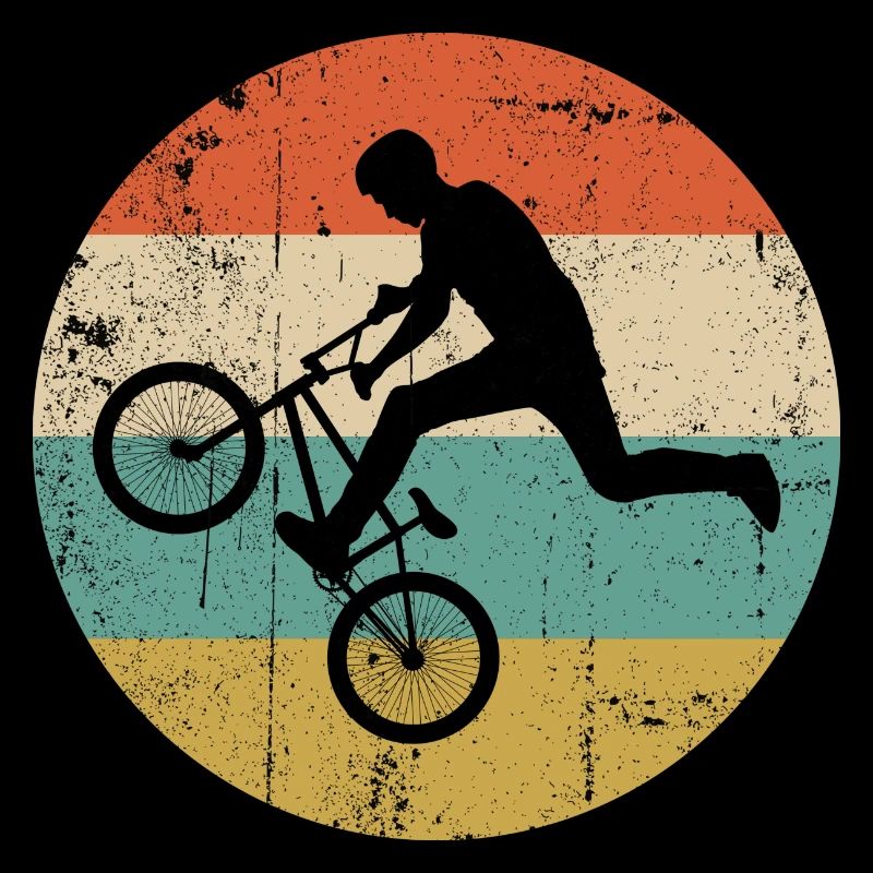 Silhouette de cascade BMX sur rayures rétro