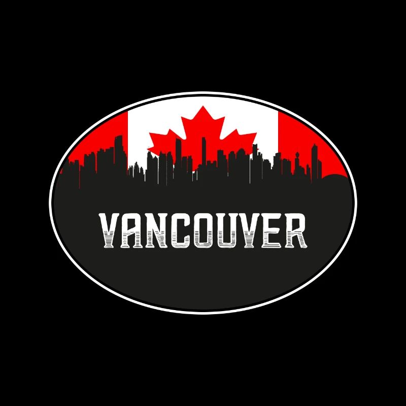 Vancouver Canada Skyline Silhouette Canadian Flag