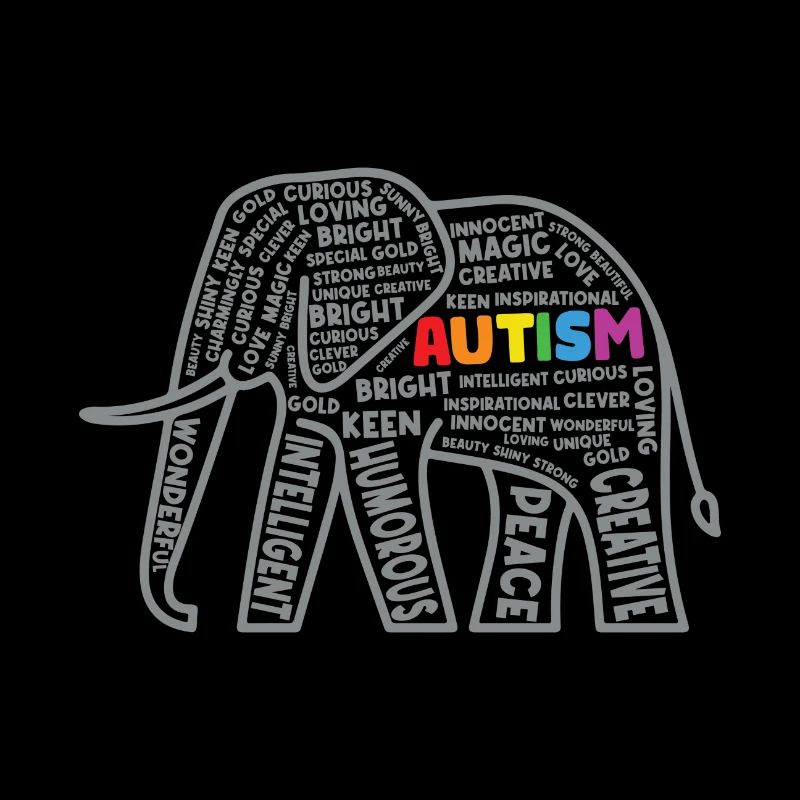 Autism Awareness Elephant Typography