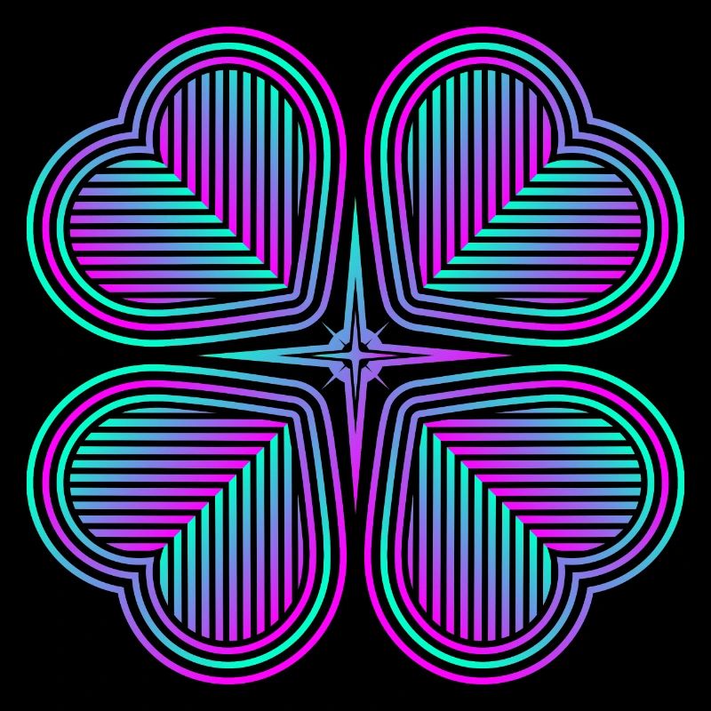 Trèfle à quatre feuilles de coeurs - 1