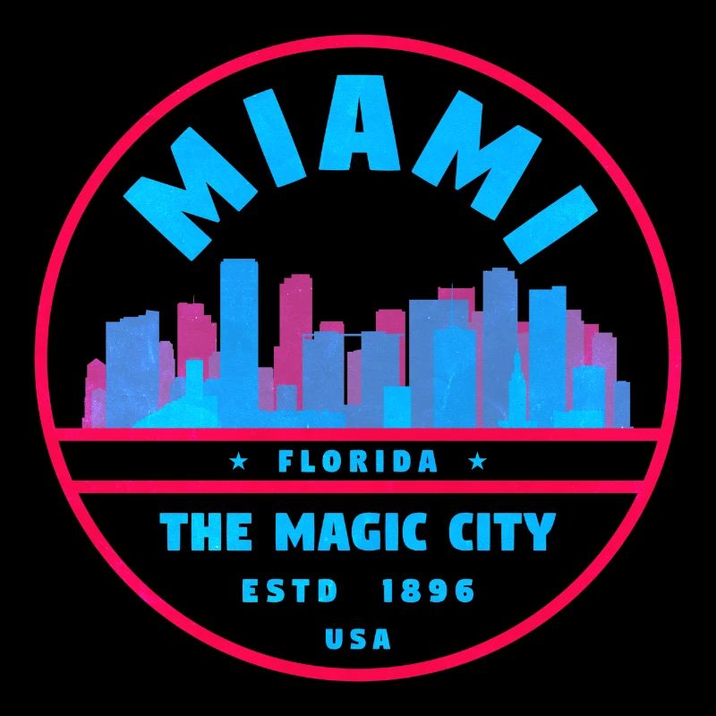 Miami Skyline Neon-Stempel