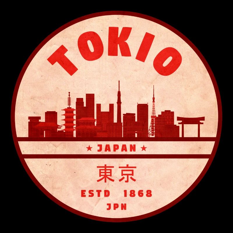 Retro Tokio Skyline Abzeichen
