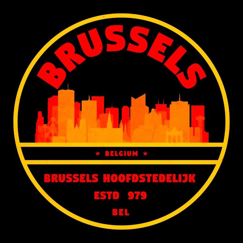 Brüssel Skyline Retro Wappen
