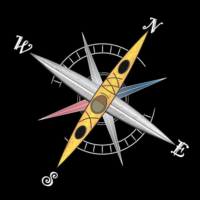 Cooles Kajak Design mit Kompassrose, gelbes Kajak