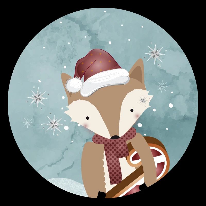 golden fox for Christmas with candy cane