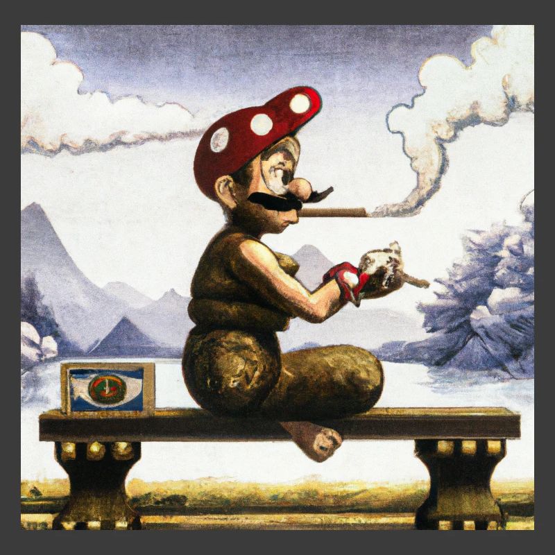 Ukiyo-e Gemälde eines rauchenden Mannes.