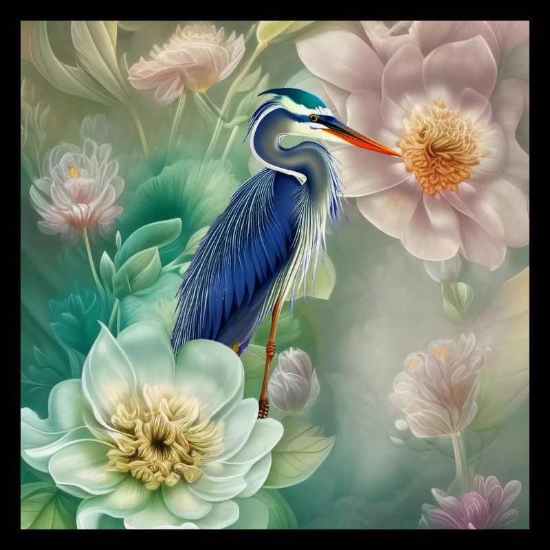 Der elegante Kranich mit Blumen