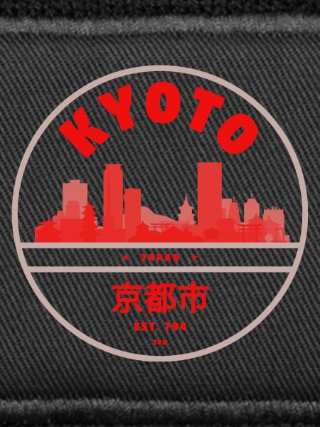 Kyoto Skyline Red Silhouette