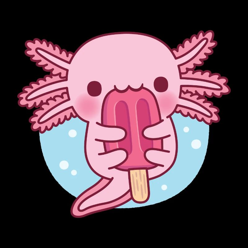 Niedlicher Axolotl isst Eiscreme