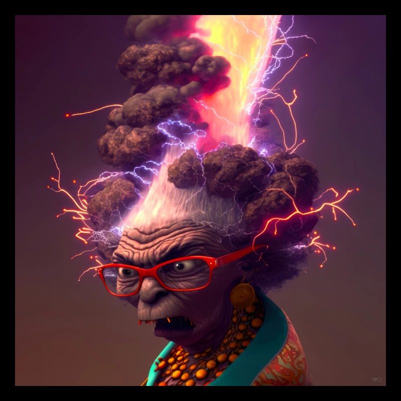 elektrik-Porträt 13 – Neonvulkanische Großmutter