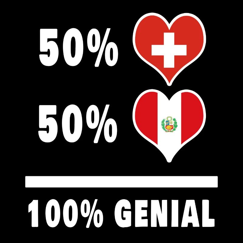 Peru und Schweiz 100% Genial Flagge