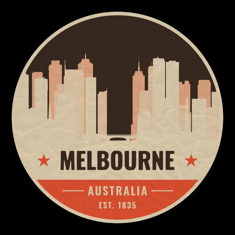 Melbourne Skyline Vintage Abzeichen