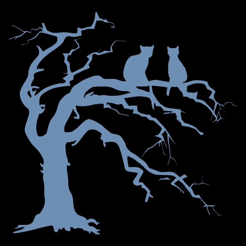 Toter baum mit 2 Katzen Silhouette