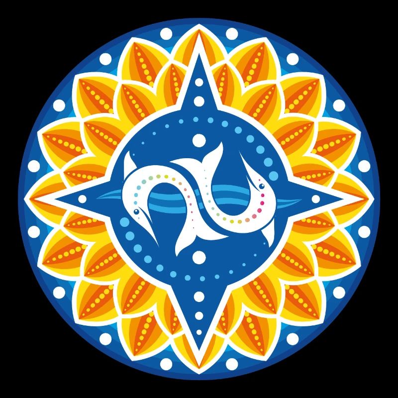 Wind rose dolphins petals waves