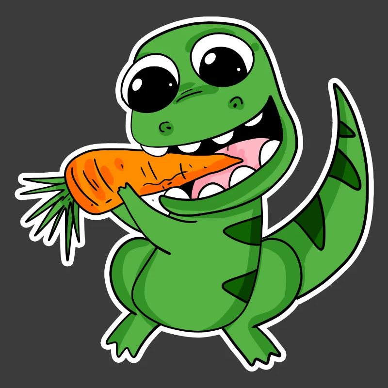 Dino eats carrot