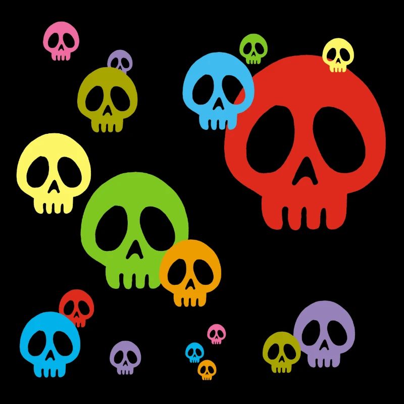 Multicolored manga skull