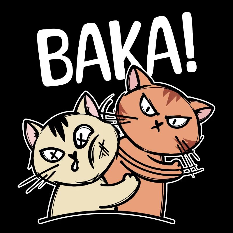 Baka Saying Cartoon Cat Anime Manga Comic