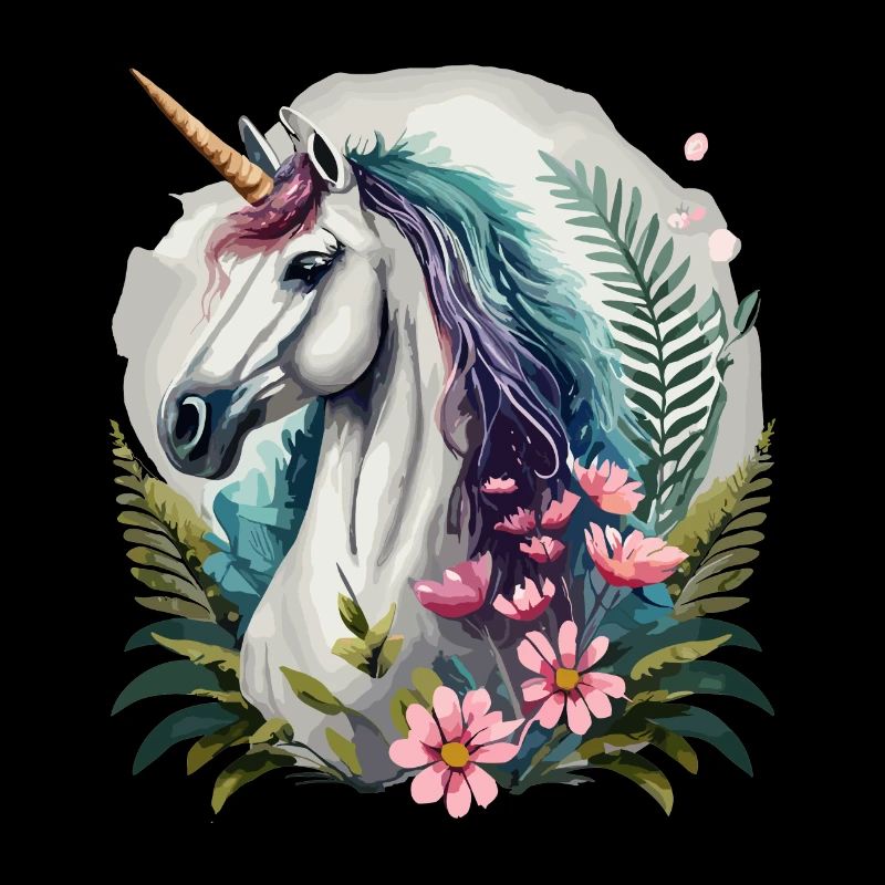 Belle licorne avec des fleurs
