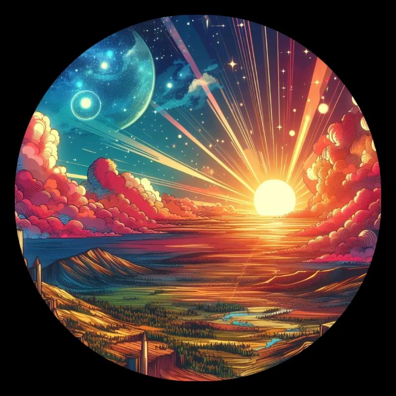 Landscape Colorful Epic Mountains Clouds Comic