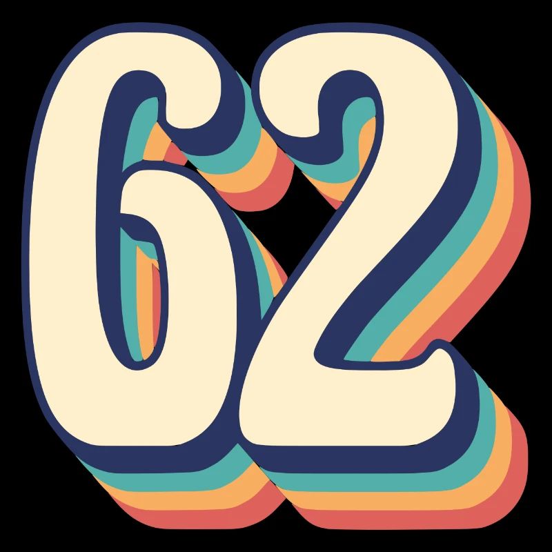 Vintage Retro T-Shirt Number 62 Sixty Two
