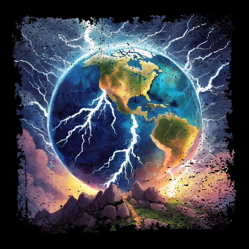 Globe strewn with lightning