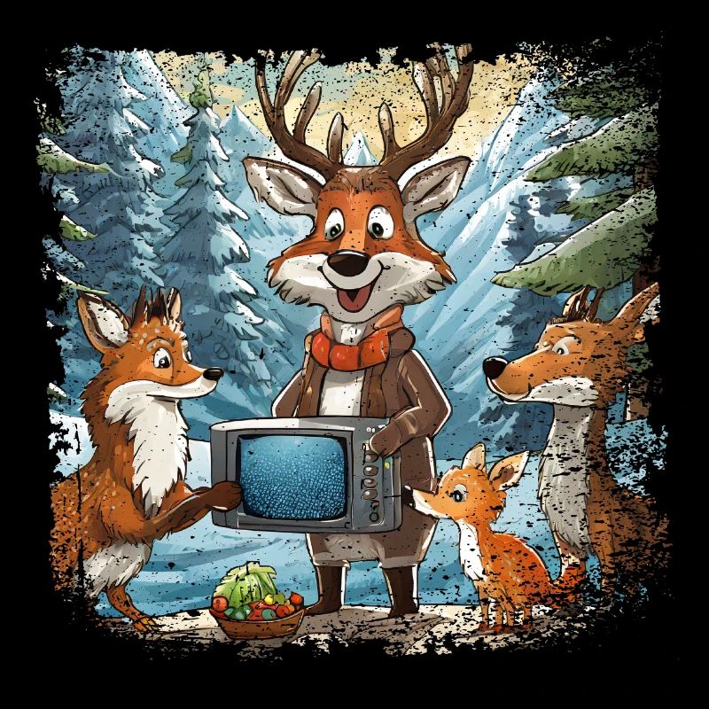 Les animaux de la forêt regardent la télévision
