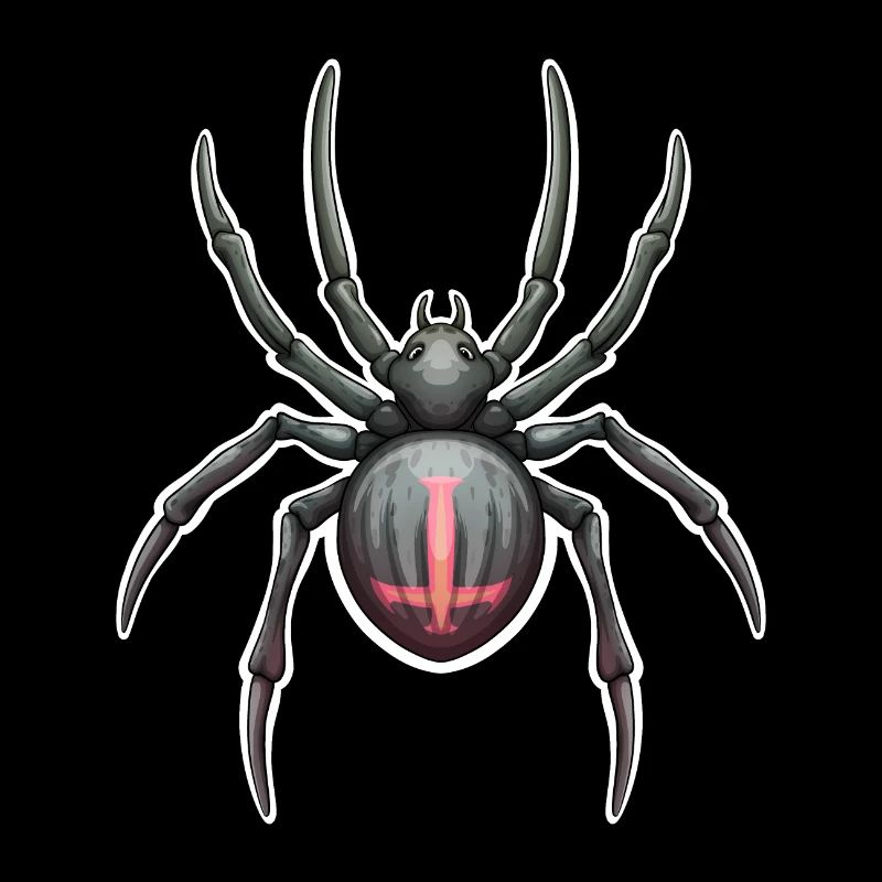 Dunkle Spinne mit rosa Markierungen