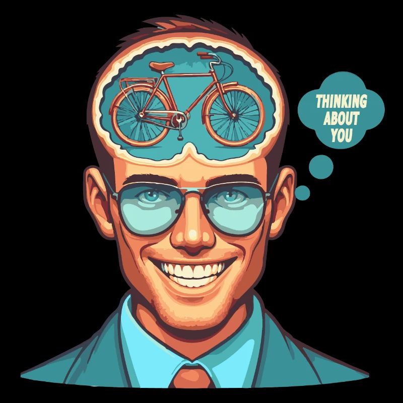 Mindful Bicycle Thinker Illustration