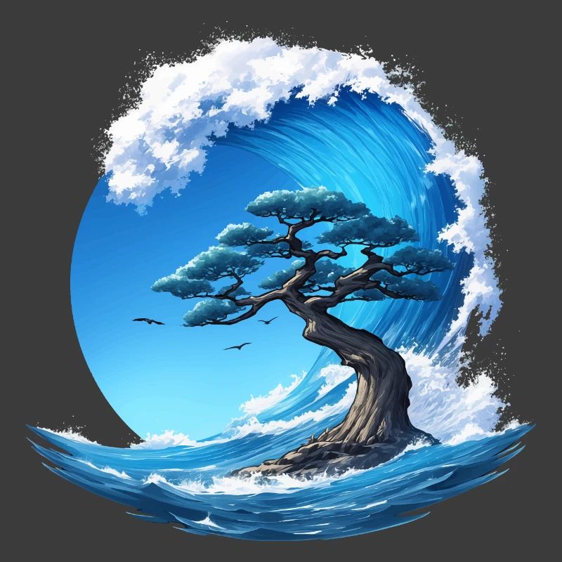 A tree under a wave