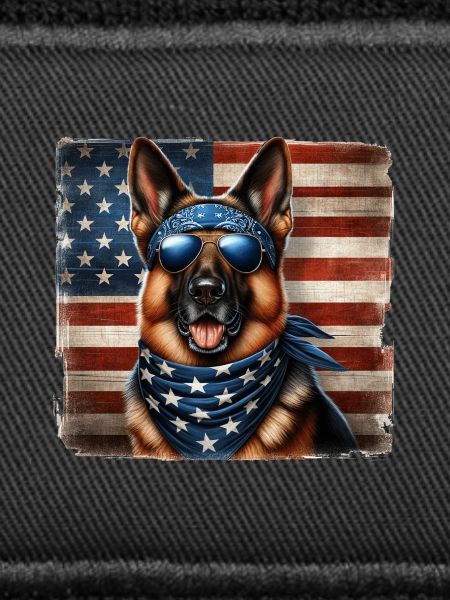 Schäferhund mit USA Flagge