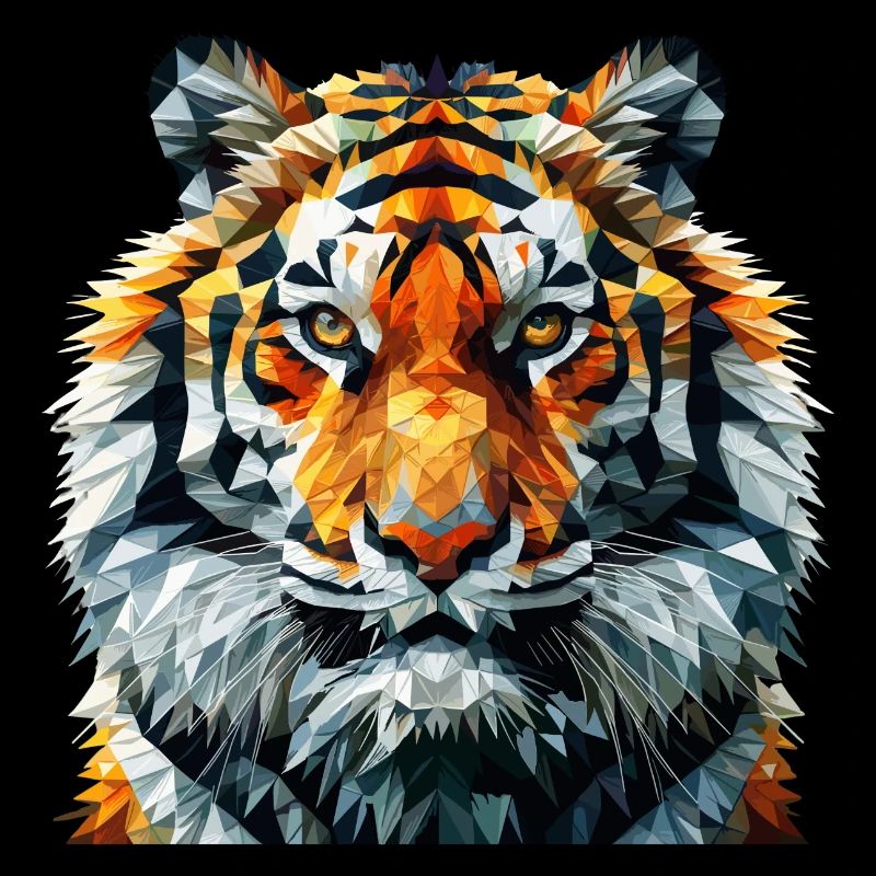 Impression d’art géométrique tête de lion
