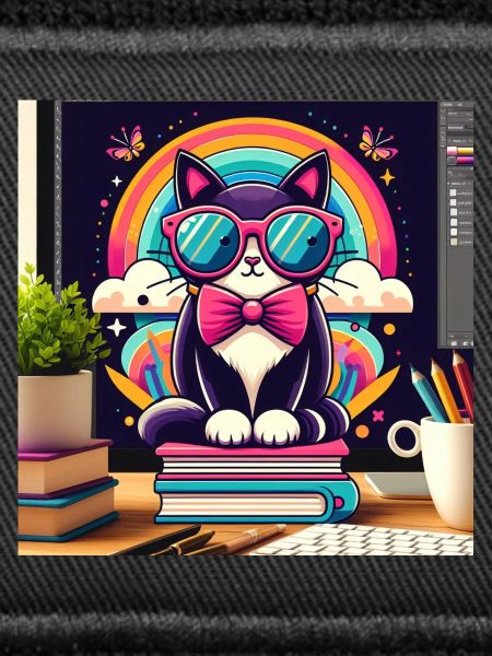 Studious cat with glasses