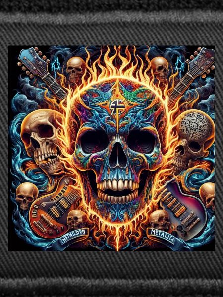Skull with crossed guitars