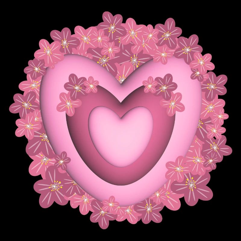 Herz mit rosa Blumen, ein liebes Dankeschön.