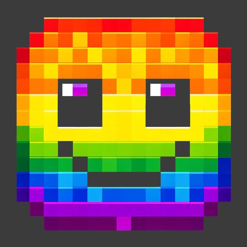 Pixelated Rainbow Smile Face
