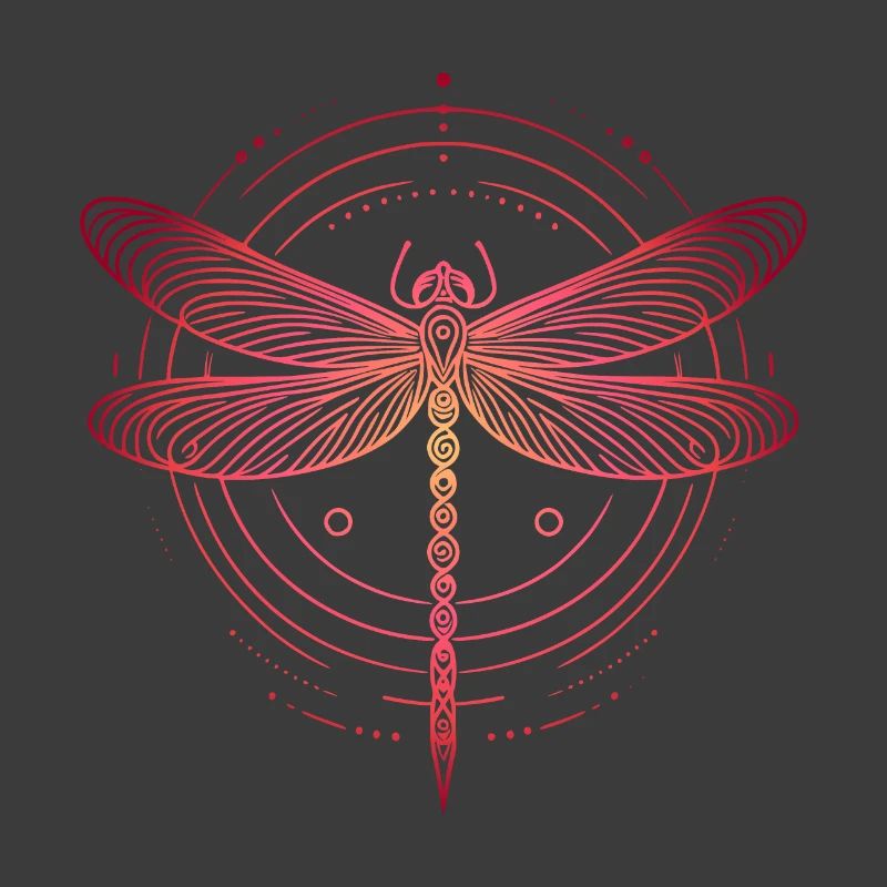 Dragonfly Spiral Patterns, Pink Gradient