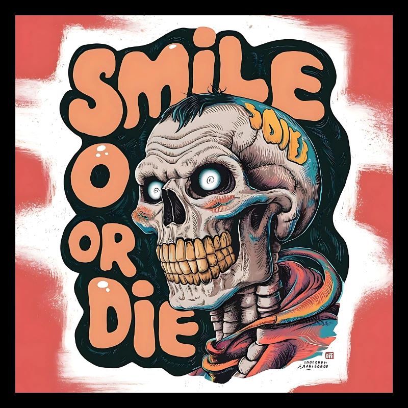 Bald Skeleton with smiling text